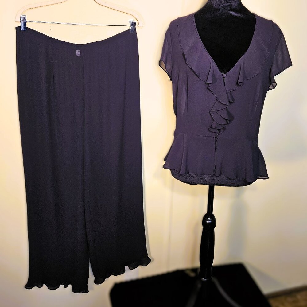 VS Vintage 2pc  Black Sheer/Chiffon Pajamas Size L